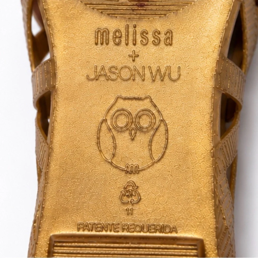 ✨ Melissa + Jason Wu Metallic Gold Jelly Flats ✨
